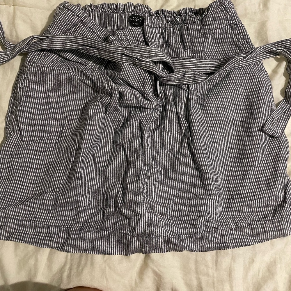 Loft Paperbag linen skit w/belt